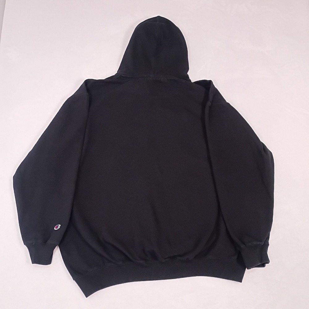 Champion Mens 2XL Black Script Logo Pullover Hoodie Fleece Sweatshirt - Picture 2 of 11